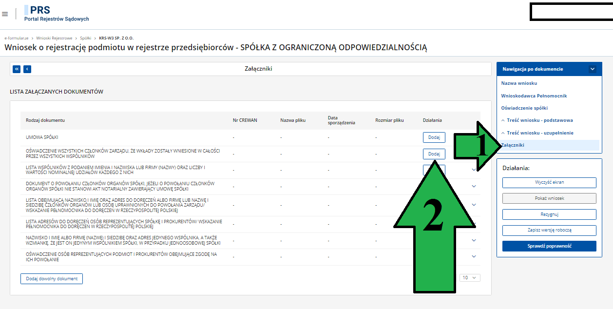Jak dodać w systemie PRS Listę adresów wspólników - osób uprawnionych do powołania zarządu?